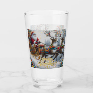 Verre Noël classique/Vintage Père Noël & rennes