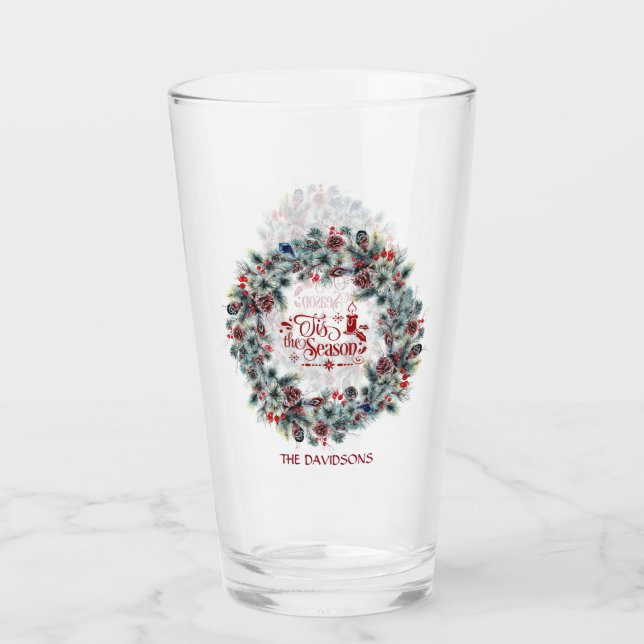 Verre Noël de Noël 'Tis Season Script Monogramme (Dos)