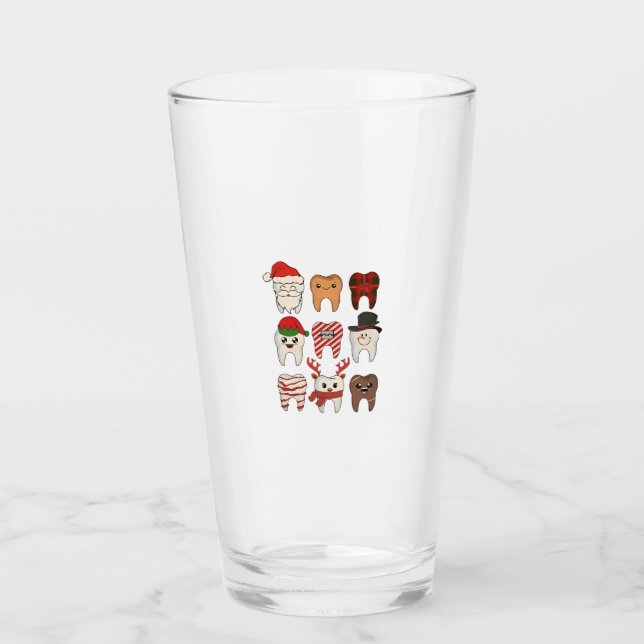 Verre Noël Dentaire Dentiste Fête Dentiste (Devant)