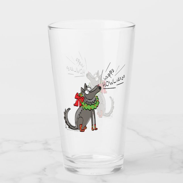 Verre Noël Loup Joyeux Howlidays Drôle (Devant)