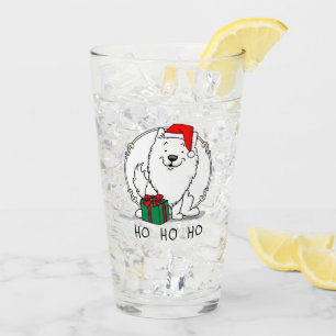 Verre Noël Père Noël American Eskimo Chien HO HO HO Mign