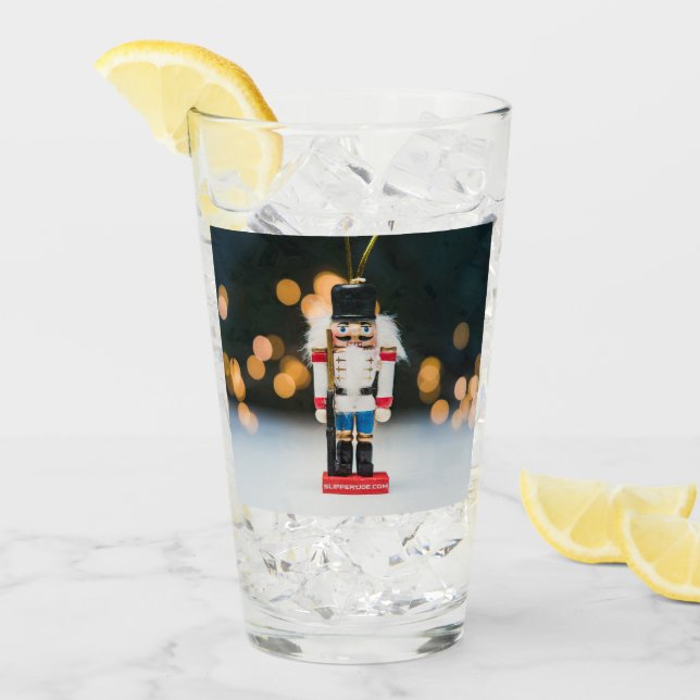 Verre Noël SlipperyJoe nutcracker figurine ornement (Devant glace)