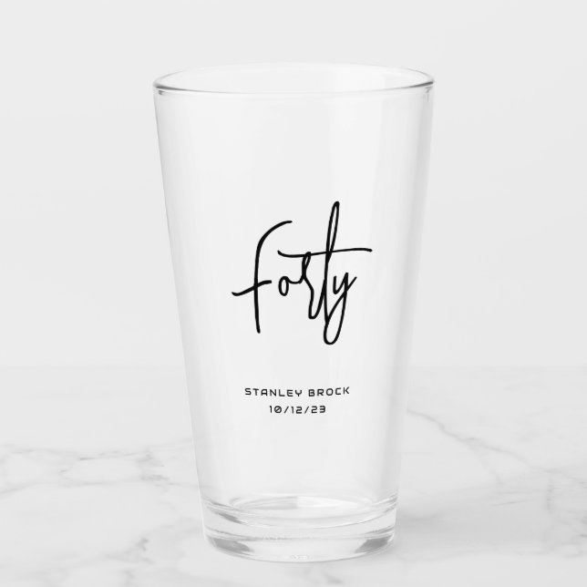 Verre Noir calligraphique simple 40e anniversaire (Devant)