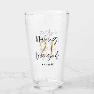Verre Noir et or 21e anniversaire script moderne design