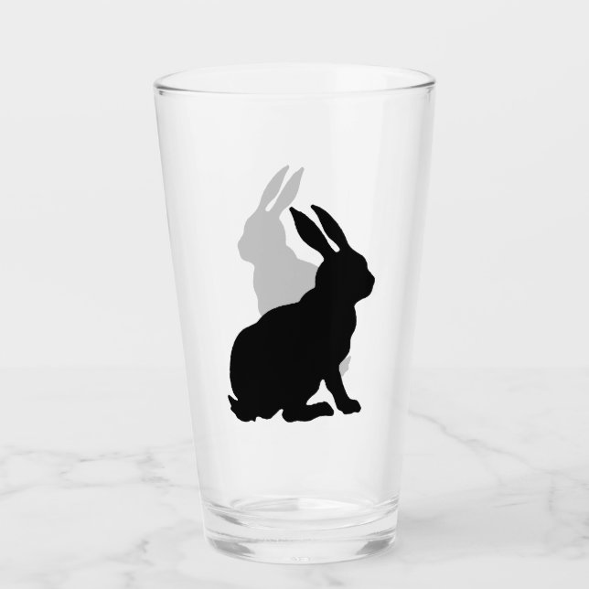 Verre Noir Silhouette assise Bunny Rabbit profil latéral (Devant)