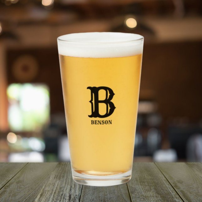 Verre Noir stylisé Initial et Nom (In Situ)