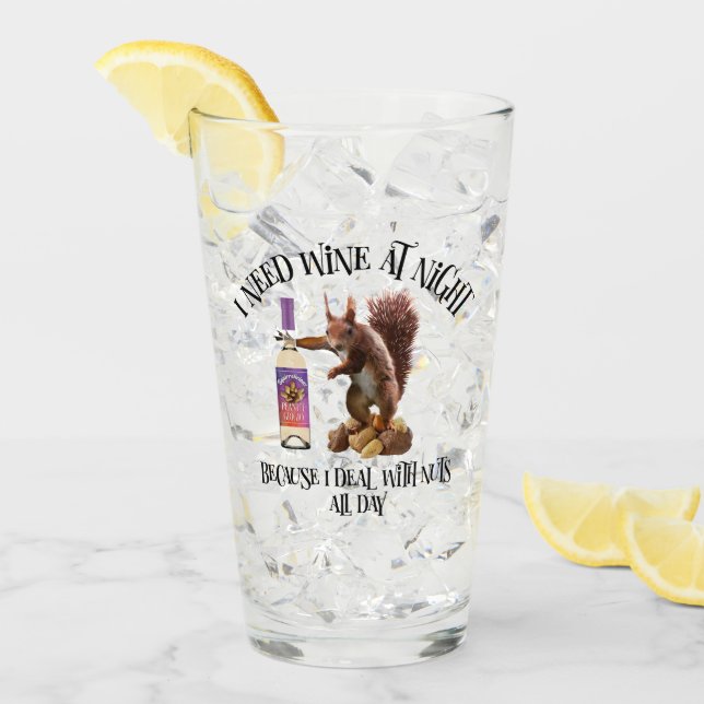 Verre Noix toute la journée - Drôle buveur de vin d'écur (Devant glace)