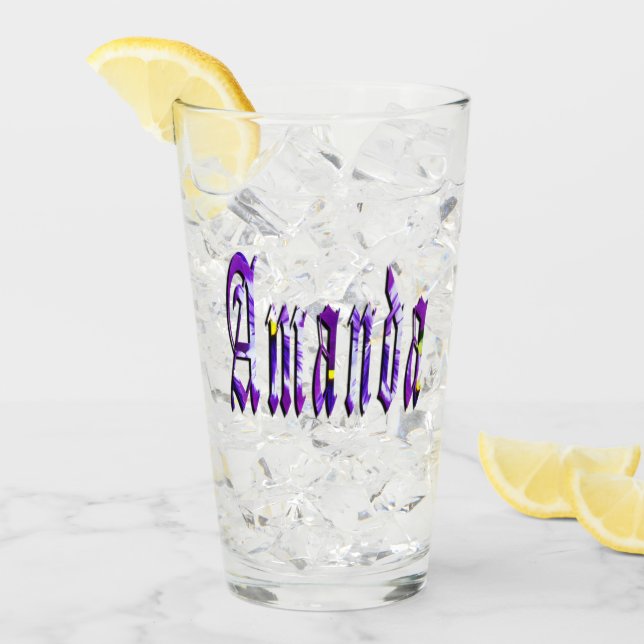 Verre Nom Amanda Floral (Devant glace)