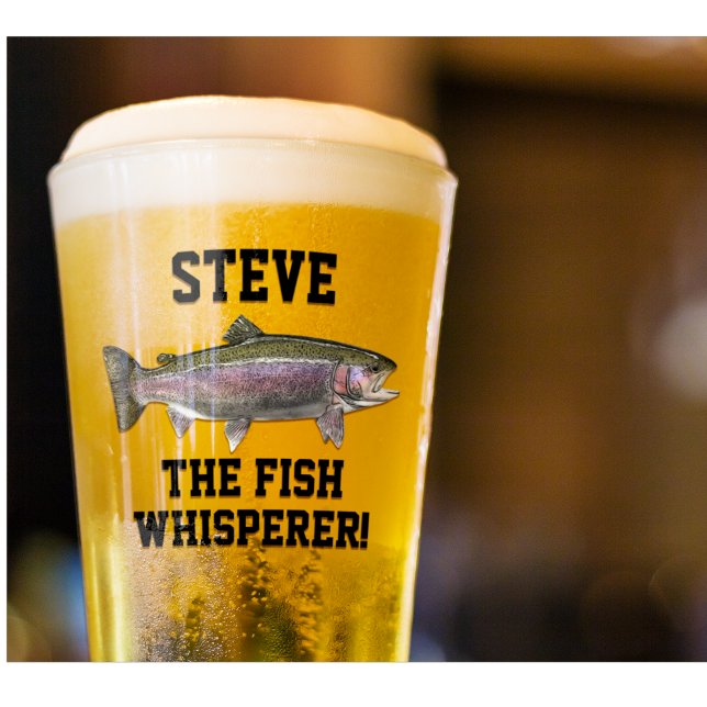 Verre Nom amusant Truite arc-en-ciel Voler Pêcher Whispe (The fish whisperer fun Rainbow Trout fishing beer glass gift)
