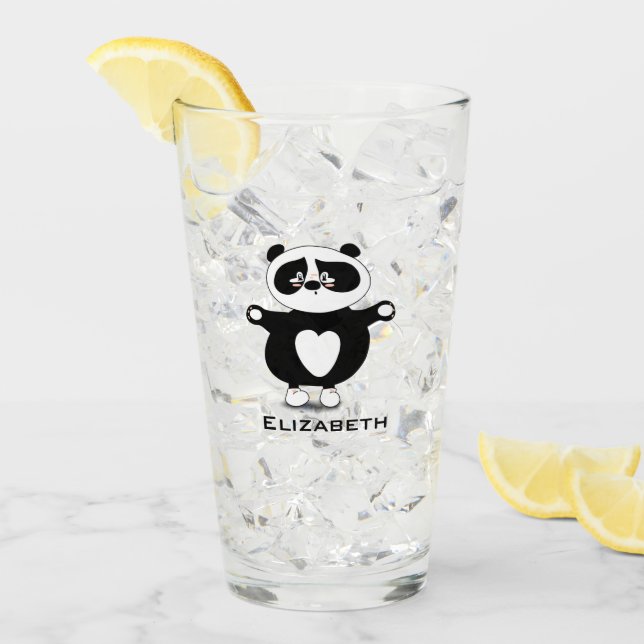 Verre Nom d'ajout de panda pour bébés mignons (Devant glace)
