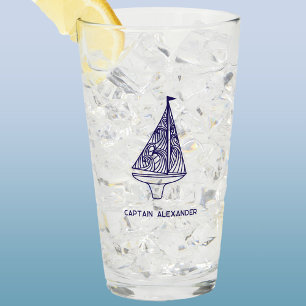 Verre Nom de capitaine personnalisé pour la voile