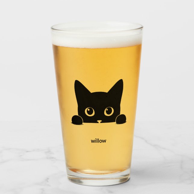 Verre Nom de compagnie de chat mignon personnalisé (Devant (rempli))