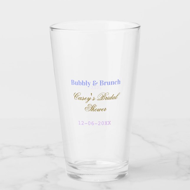Verre nom de date de douche de mariée pétillante et de b (Devant)