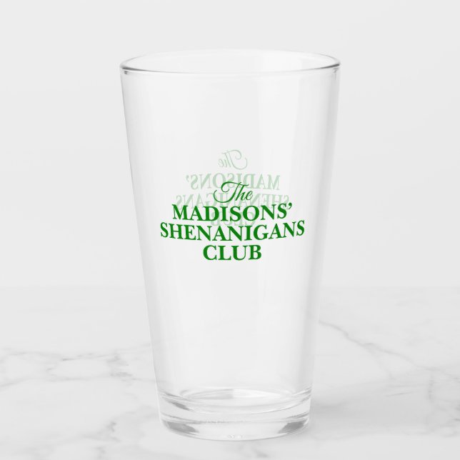 Verre Nom de famille St Patricks Shenanigan (Devant)