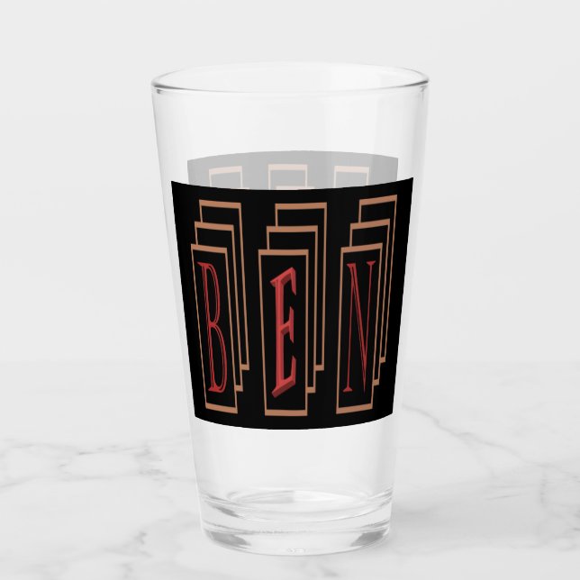 Verre Nom de l'enclos dans l'art couleurs rouge noir or (Devant)