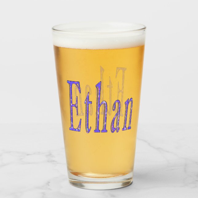 Verre Nom de l'Ethan étoilé bleu, (Devant (rempli))