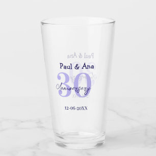 Verre nom de lettre gras violet 30e anniversaire simple