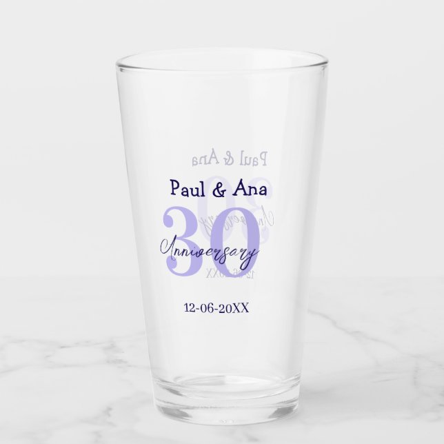 Verre nom de lettre gras violet 30e anniversaire simple  (Devant)