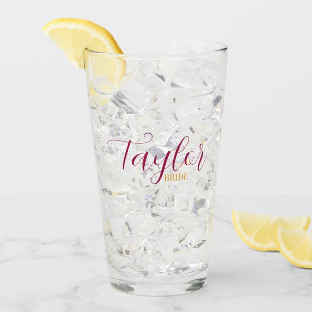 Verre Nom de mariage élégant  (Devant glace)