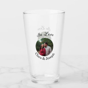 Verre nom de photo circulaire de couple amoureux mariage