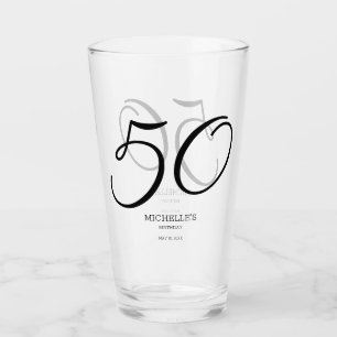 Verre Nom d'écriture élégant Date 50e anniversaire