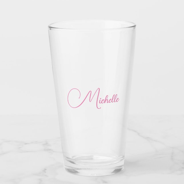Verre Nom d'écriture moderne professionnel rose blanc (Devant)
