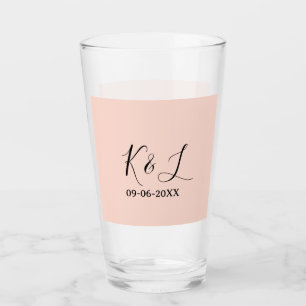 Verre nom du couple de mariage lettre date fond pastel r