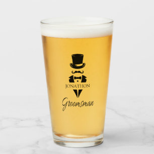 Verre Nom du Groomsman Tuxedo Top Hat