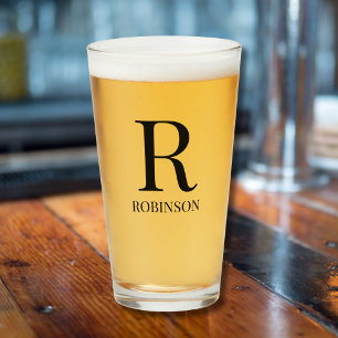Verre Nom du monogramme Bière moderne minimaliste simple