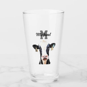 Verre Nom du monogramme Holstein Cow Dairy Farm Livestoc