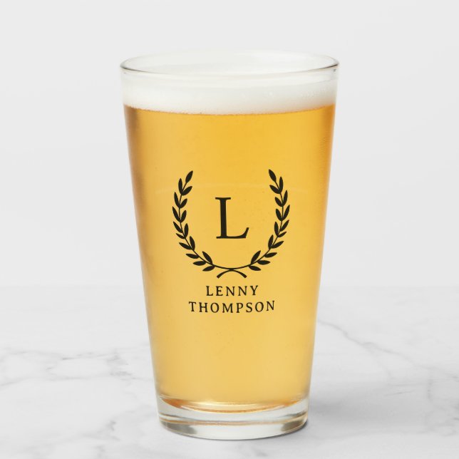 Verre Nom du monogramme moderne Première couronne clé gr (Devant (rempli))