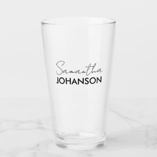 Verre Nom du script monogramme   Minimaliste moderne Fem