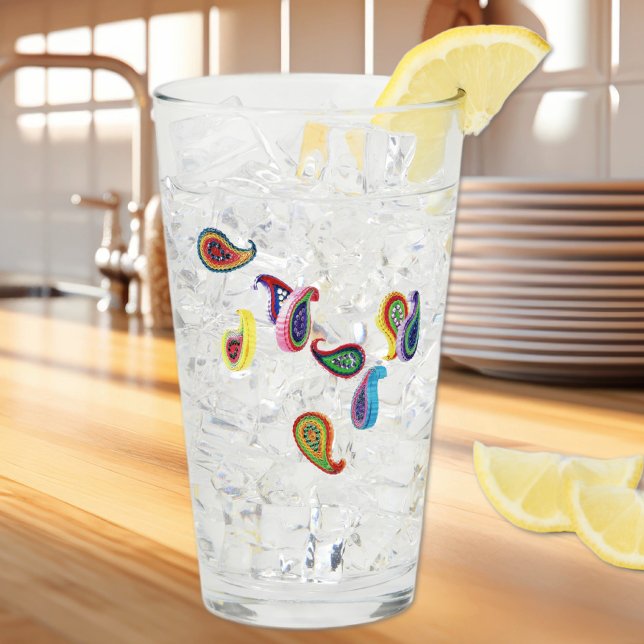 Verre Nom élégant, Papier Quilled Paisleys 16oz Pint (Créateur téléchargé)