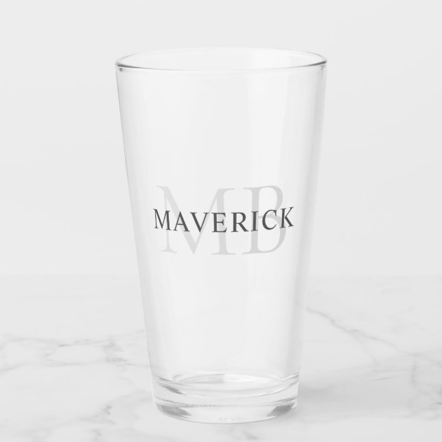 Verre Nom et initiales personnalisés Monogramme Bière (Devant)