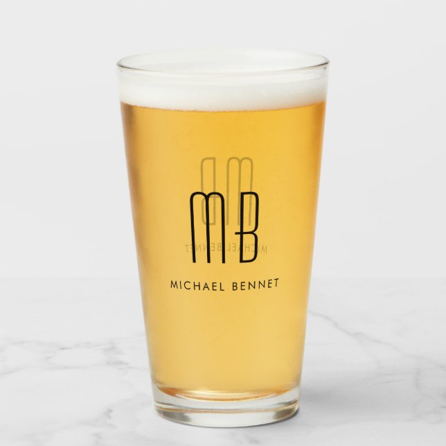 Verre Nom monogramme moderne (Devant (rempli))