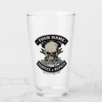 Nom personnalisé Biker Mécanique Skull Motorcycle 