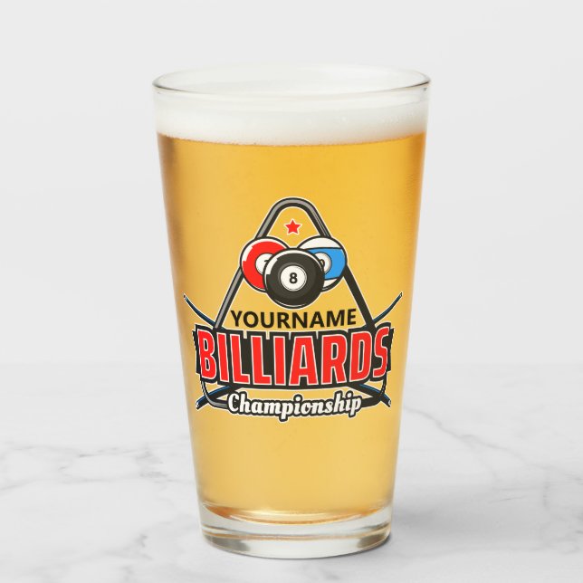 Verre NOM Personnalisé Billard 8 Ball Pool Cue Rack (Devant (rempli))