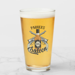 Verre Nom personnalisé Cowboy Revolver Gun Whiskey Saloo