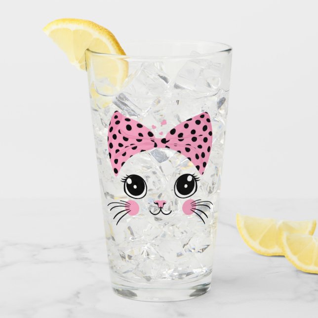 Verre Nom personnalisé Cute face de chat (Devant glace)
