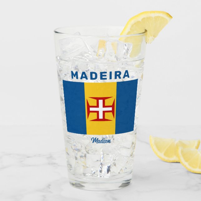 Verre Nom personnalisé Drapeau Madeira (Dos glace)
