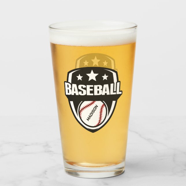 Verre Nom personnalisé et base-ball couleur (Dos (rempli))