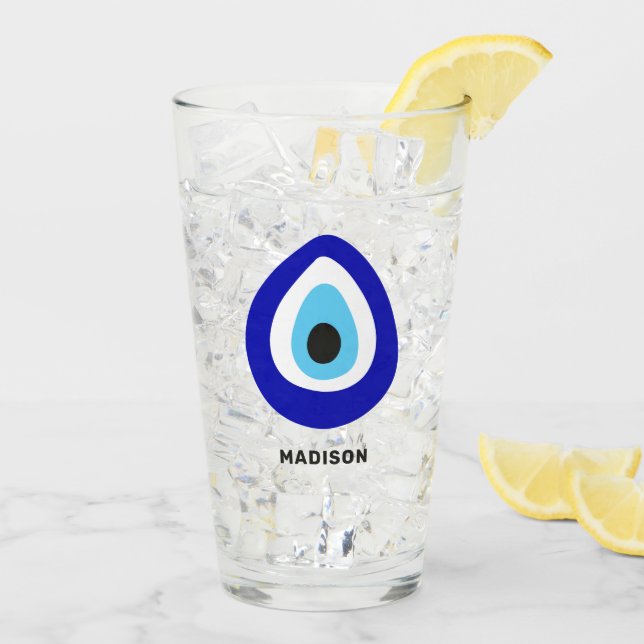 Verre Nom personnalisé Eye mal Nazar Amulet (Dos glace)