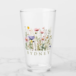 Verre Nom personnalisé fleur sauvage