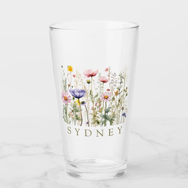 Verre Nom personnalisé fleur sauvage (Devant)
