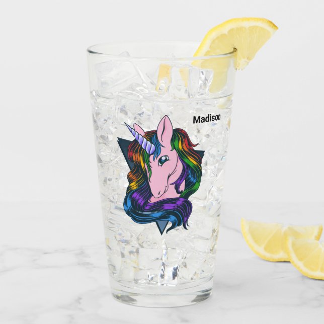 Verre Nom personnalisé Gay Unicorn (Dos glace)