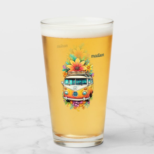 Verre Nom personnalisé Hippie Van (Dos (rempli))