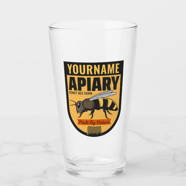 Verre NOM PERSONNALISÉ Honey Bee Apiary Beehives Farm (Devant)