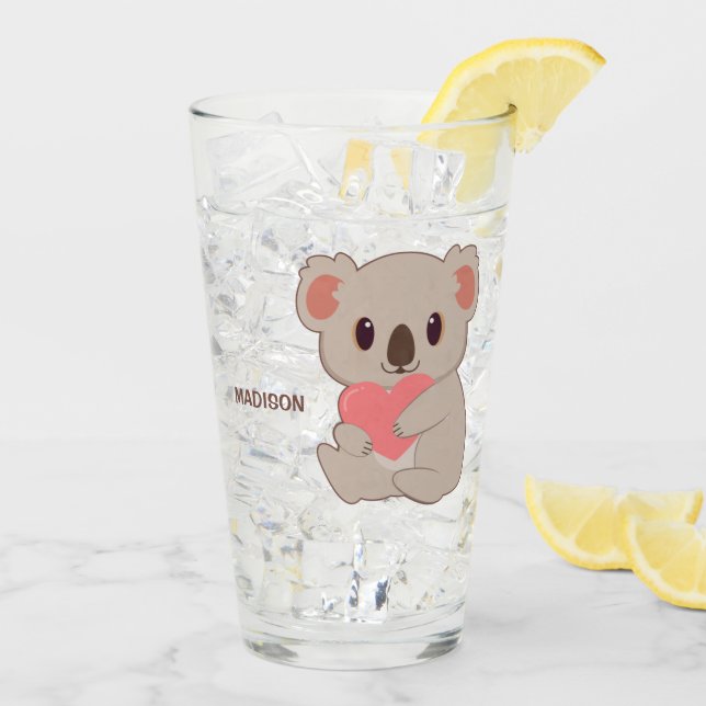 Verre   Nom personnalisé Love Koala (Dos glace)