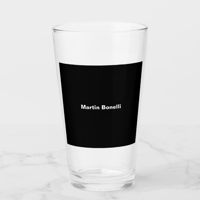 Verre Nom personnalisé Minimaliste moderne noir blanc (Devant)