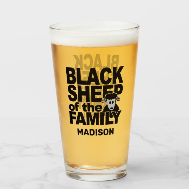 Verre Nom personnalisé "Mouton noir" (Dos (rempli))